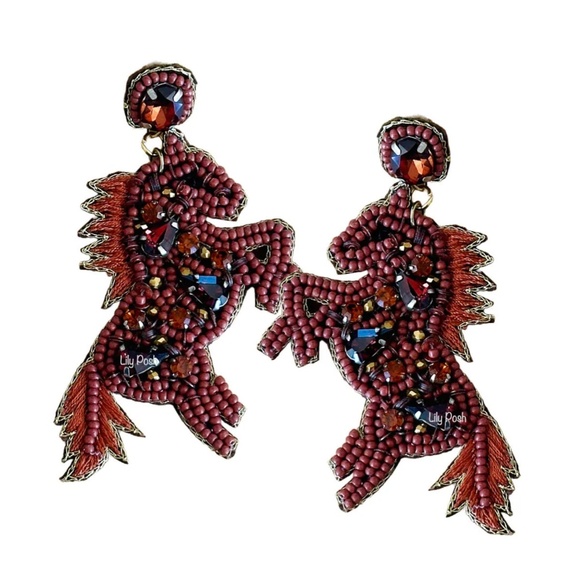 Lily Posh Beaded Horse Earring, New Beaded Stallion Earring, Three Colors - Picture 1 of 4